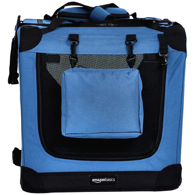 AmazonBasics 摺疊軟寵物籠 26吋 藍色 實物圖 2